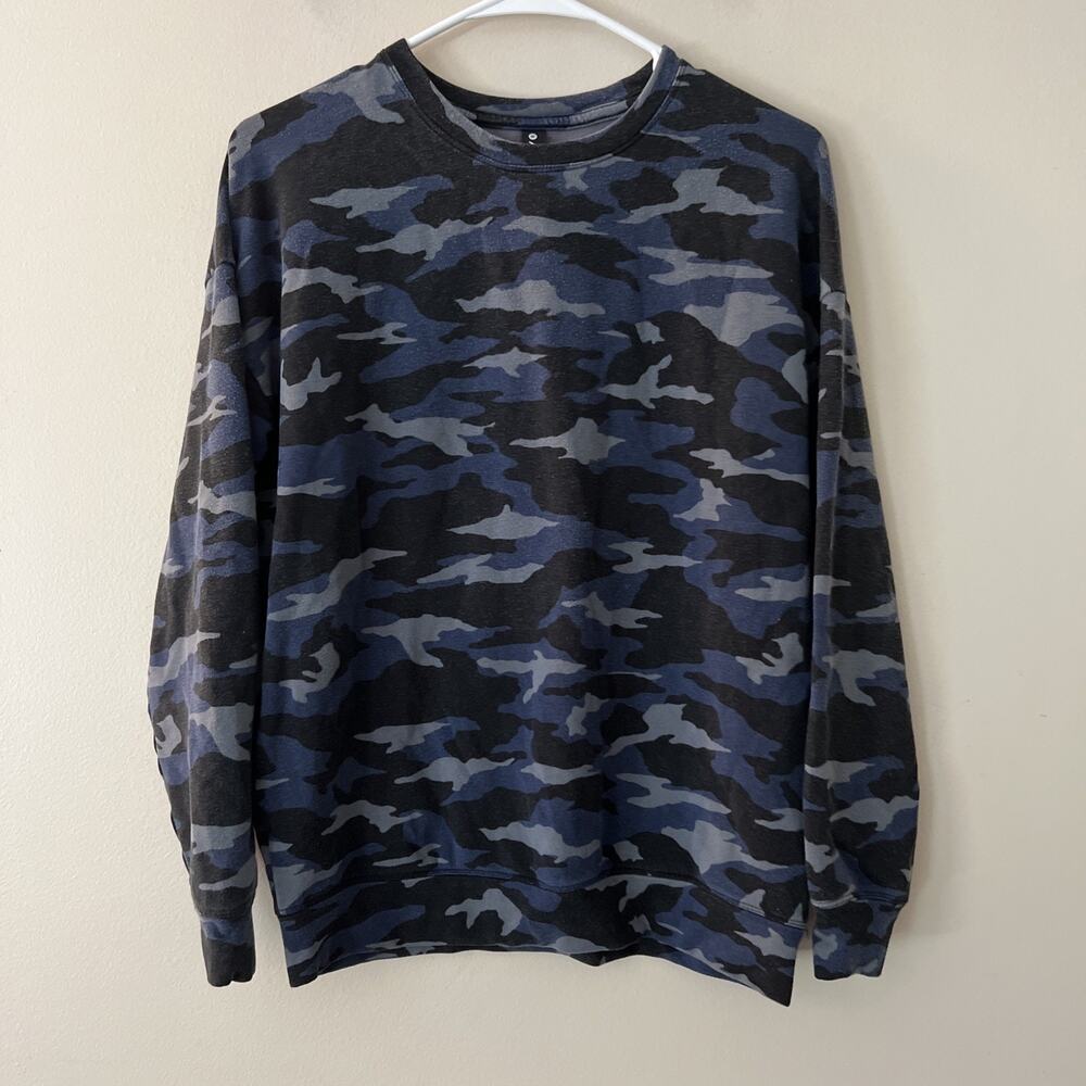 Athleta Shirt Womens Small Blue Camo Long Sleeve Crewneck Shirt
